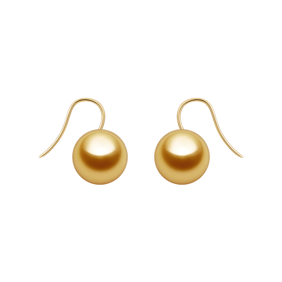 South Sea Golden Pearl 18K Gold Classic Design Hook Earrings - HELAS Jewelry