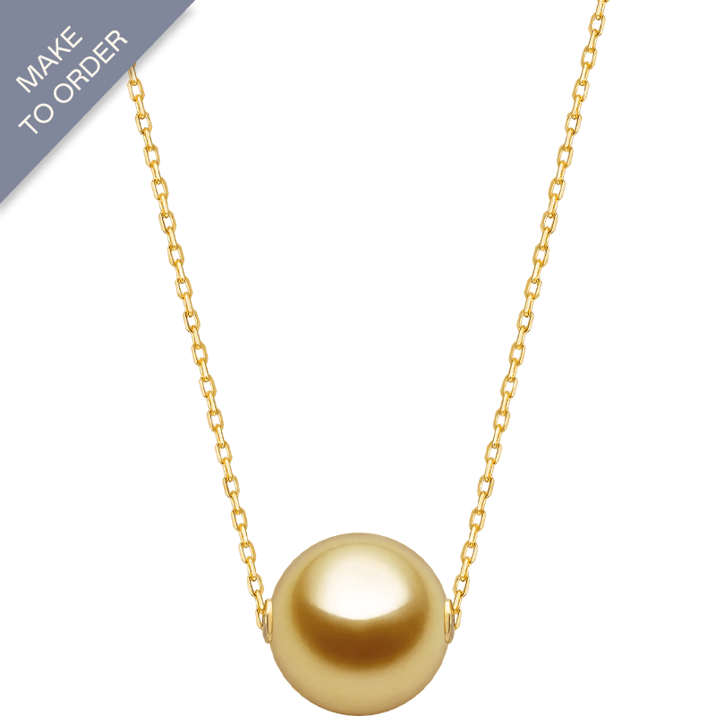 South Sea Golden Pearl 18K Gold Simple Style Design Classic Necklace - HELAS Jewelry