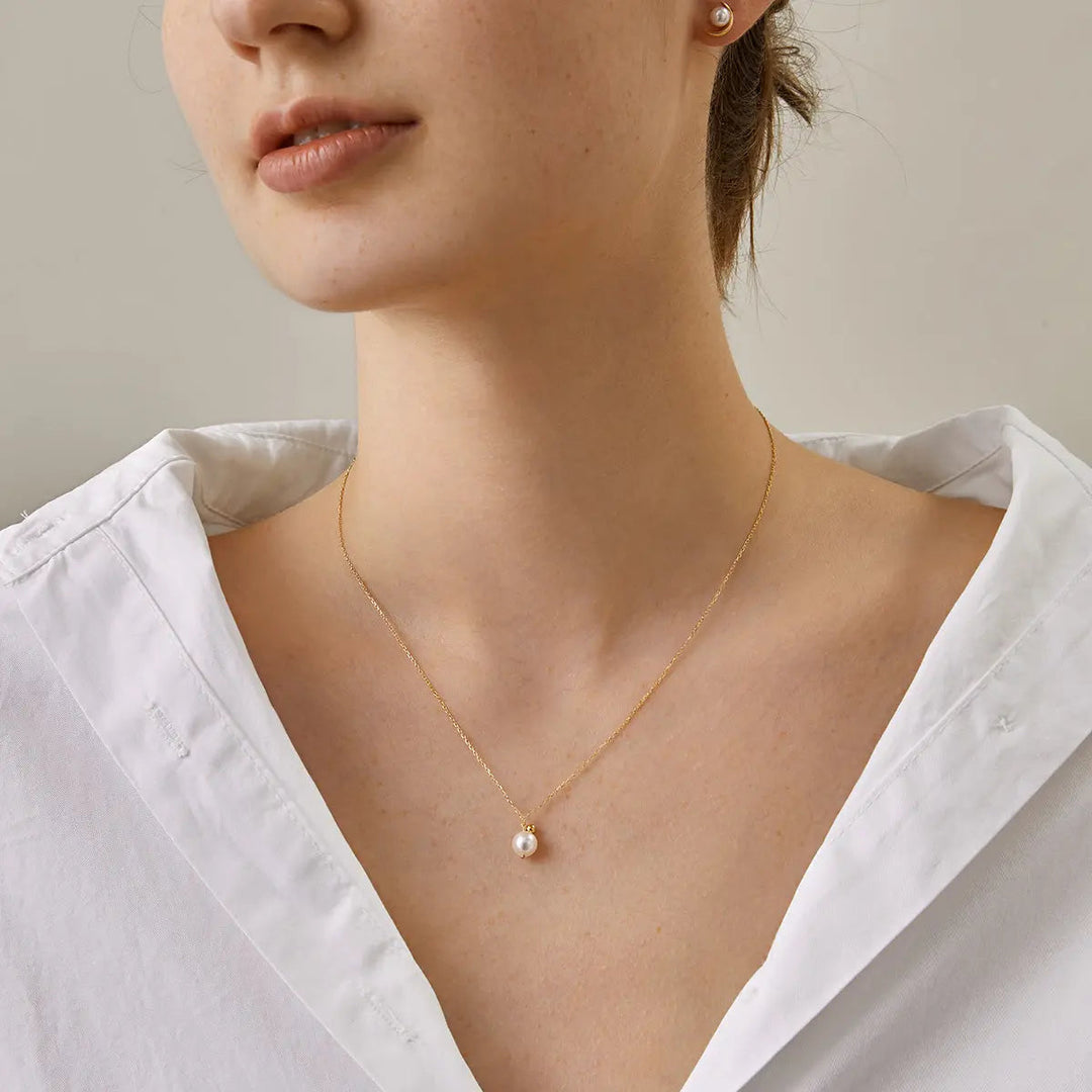 STAR TRAILS COLLECTION Akoya Pearl 18K Gold Ball Necklace - HELAS Jewelry