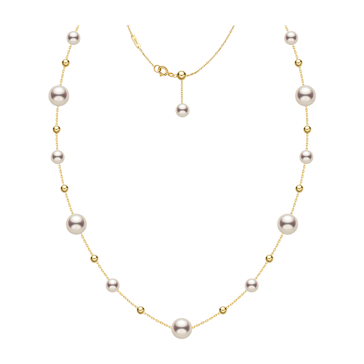 AAAAA freshwater pearl gold vermeil station necklace in 925 sterling silver, white background