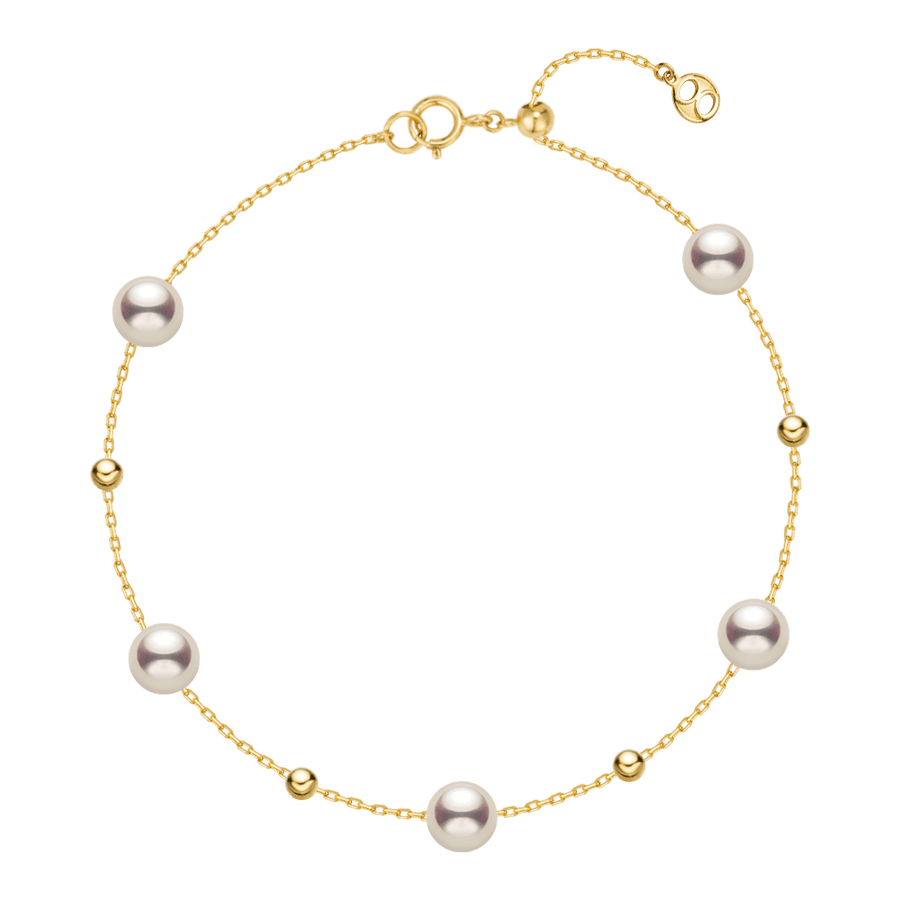 Akoya Pearl 18K Gold Baby's Breath Fashion Bracelet - HELAS Jewelry
