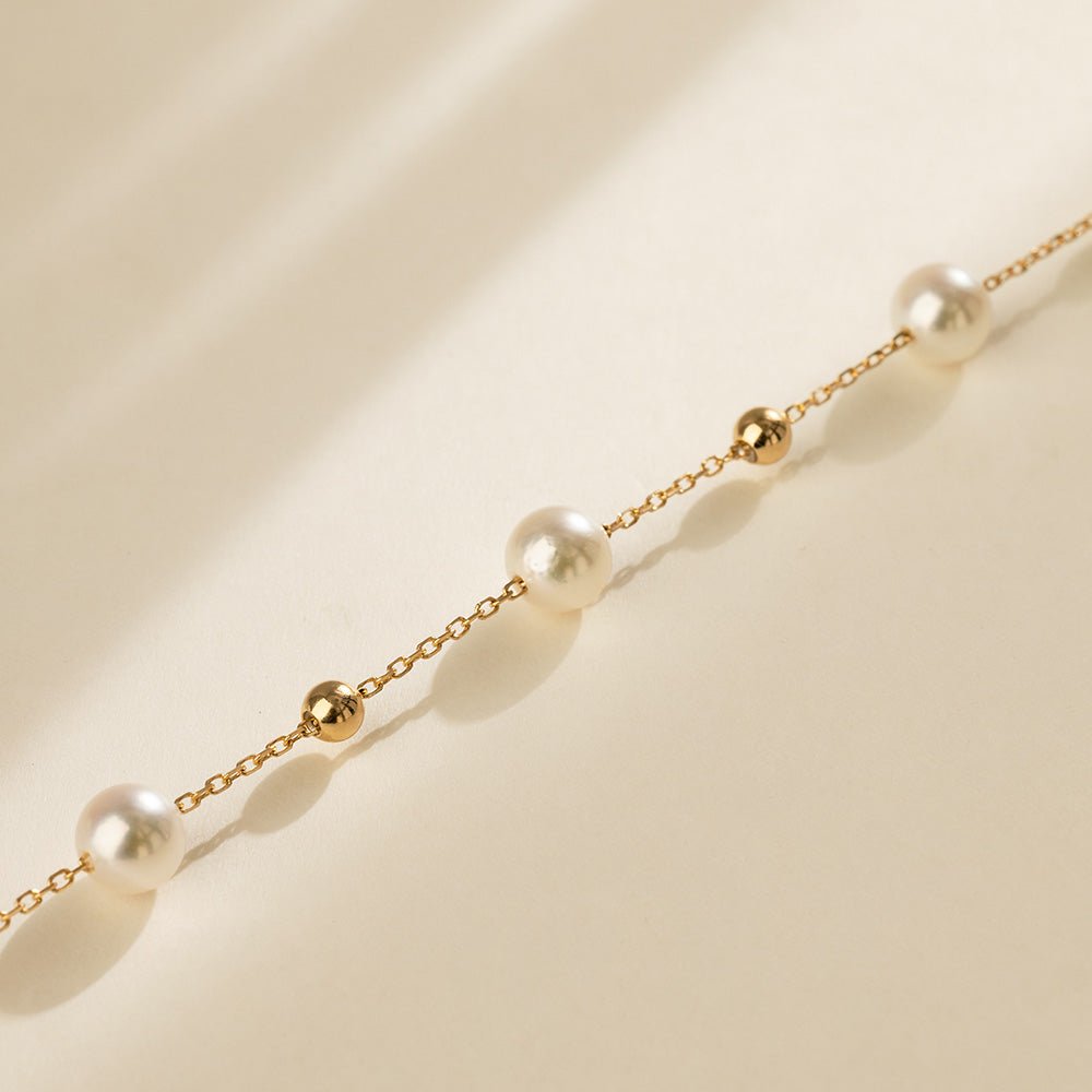 Akoya Pearl 18K Gold Baby's Breath Fashion Bracelet - HELAS Jewelry