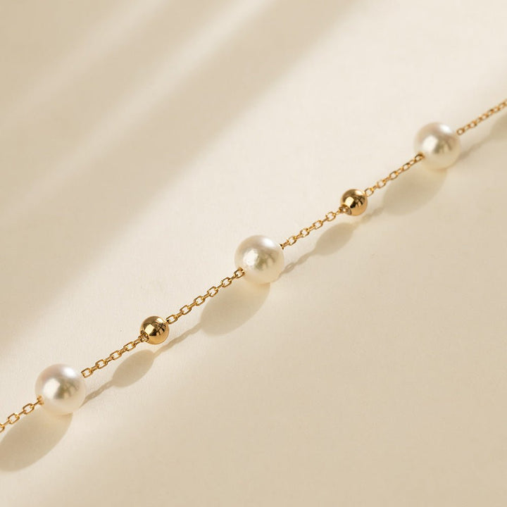 Akoya Pearl 18K Gold Baby's Breath Fashion Bracelet - HELAS Jewelry