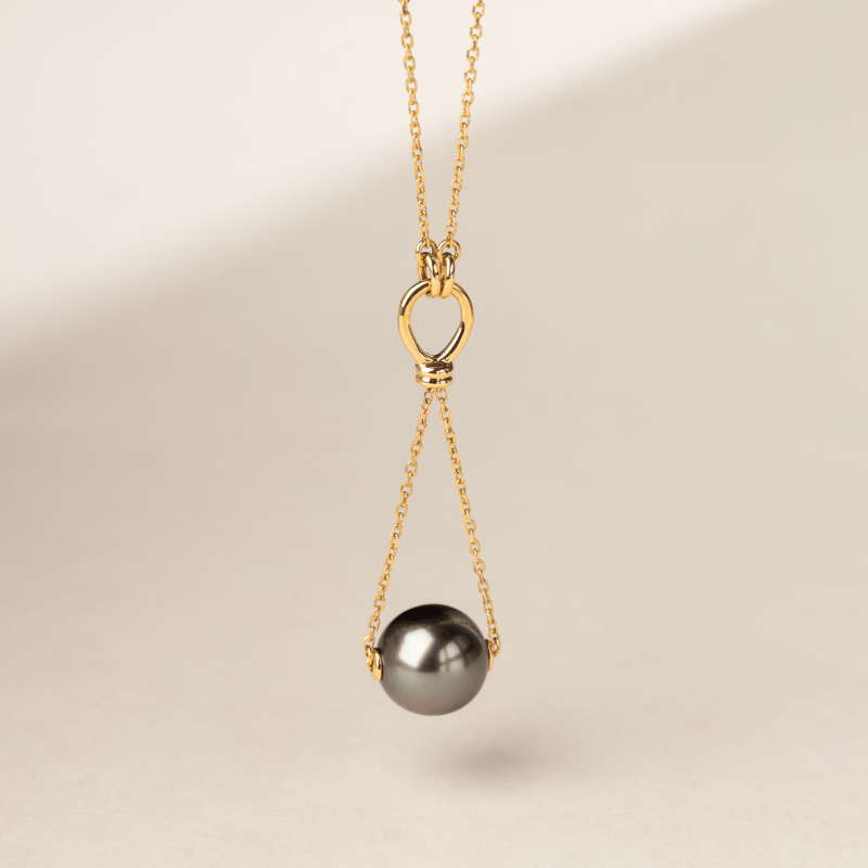 Tahitian Pearl 18K Gold Lucky Drape Necklace - HELAS Jewelry