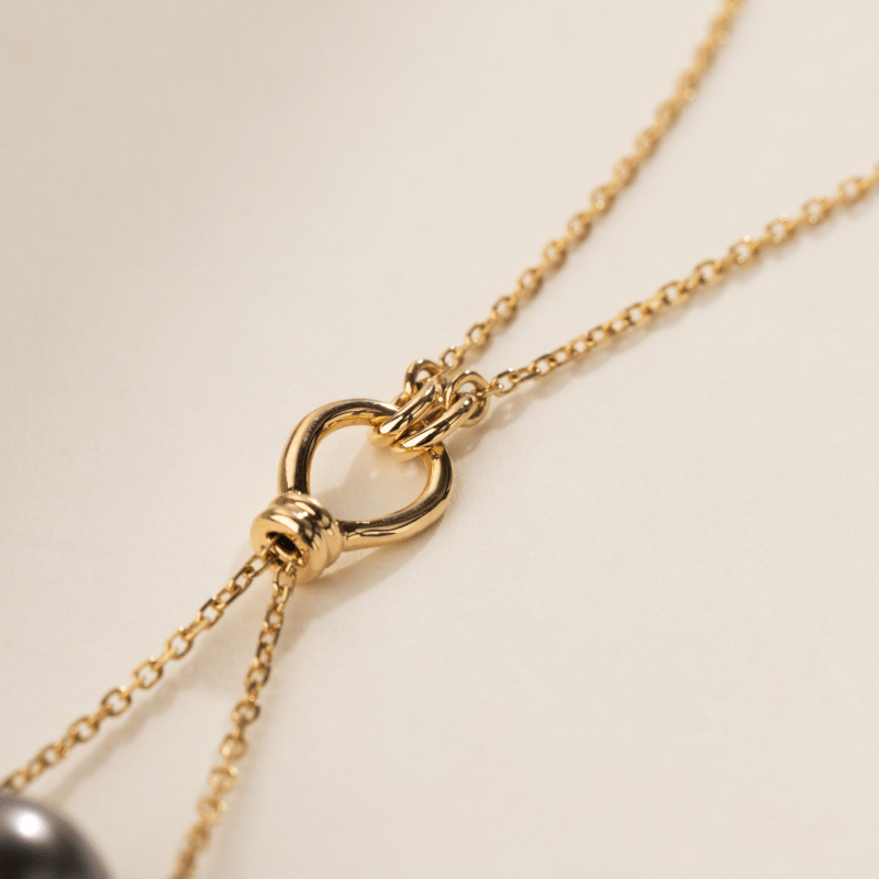 Tahitian Pearl 18K Gold Lucky Drape Necklace - HELAS Jewelry