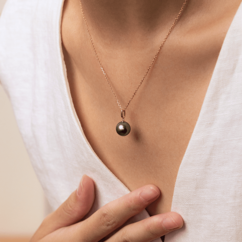 Tahitian Pearl 18K Gold Simple Elegant Pendant Necklace - HELAS Jewelry