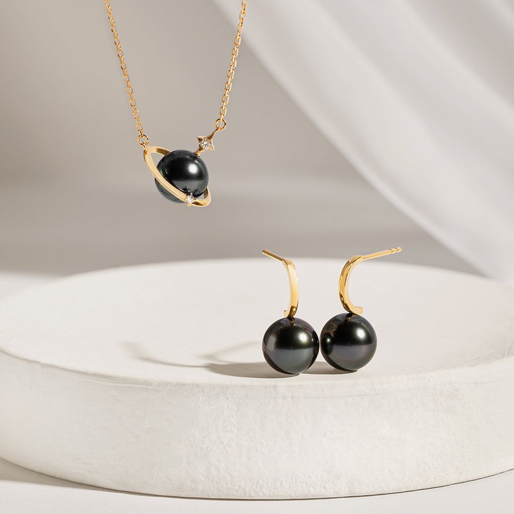 Tahitian Pearl Earrings 18K Gold Leverback Earrings - HELAS Jewelry