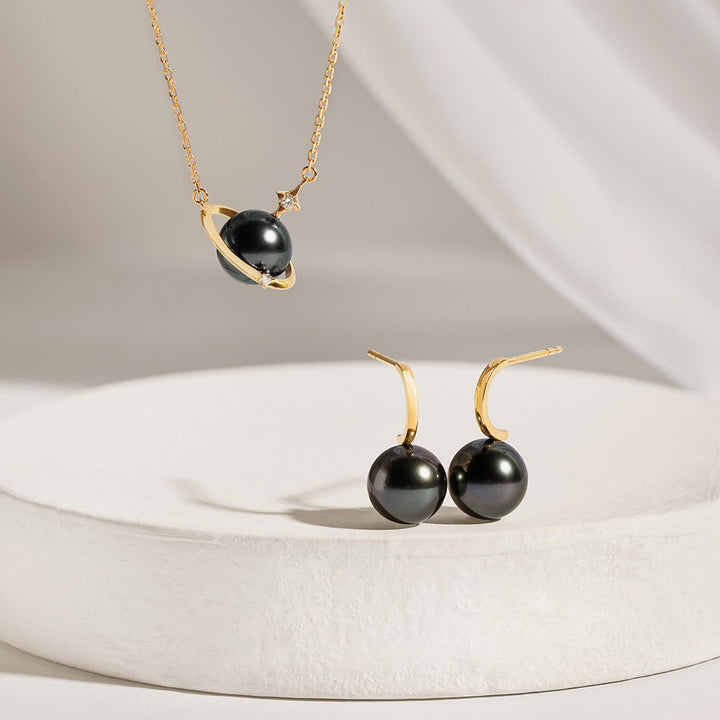 Tahitian Pearl Earrings 18K Gold Leverback Earrings - HELAS Jewelry