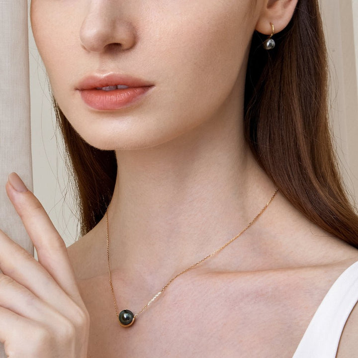Tahitian Pearl Earrings 18K Gold Leverback Earrings - HELAS Jewelry