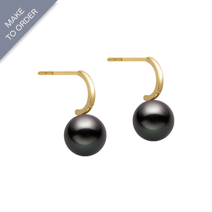Tahitian Pearl Earrings 18K Gold Leverback Earrings - HELAS Jewelry