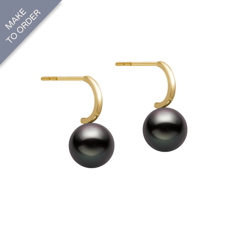 Tahitian Pearl Earrings 18K Gold Leverback Earrings - HELAS Jewelry
