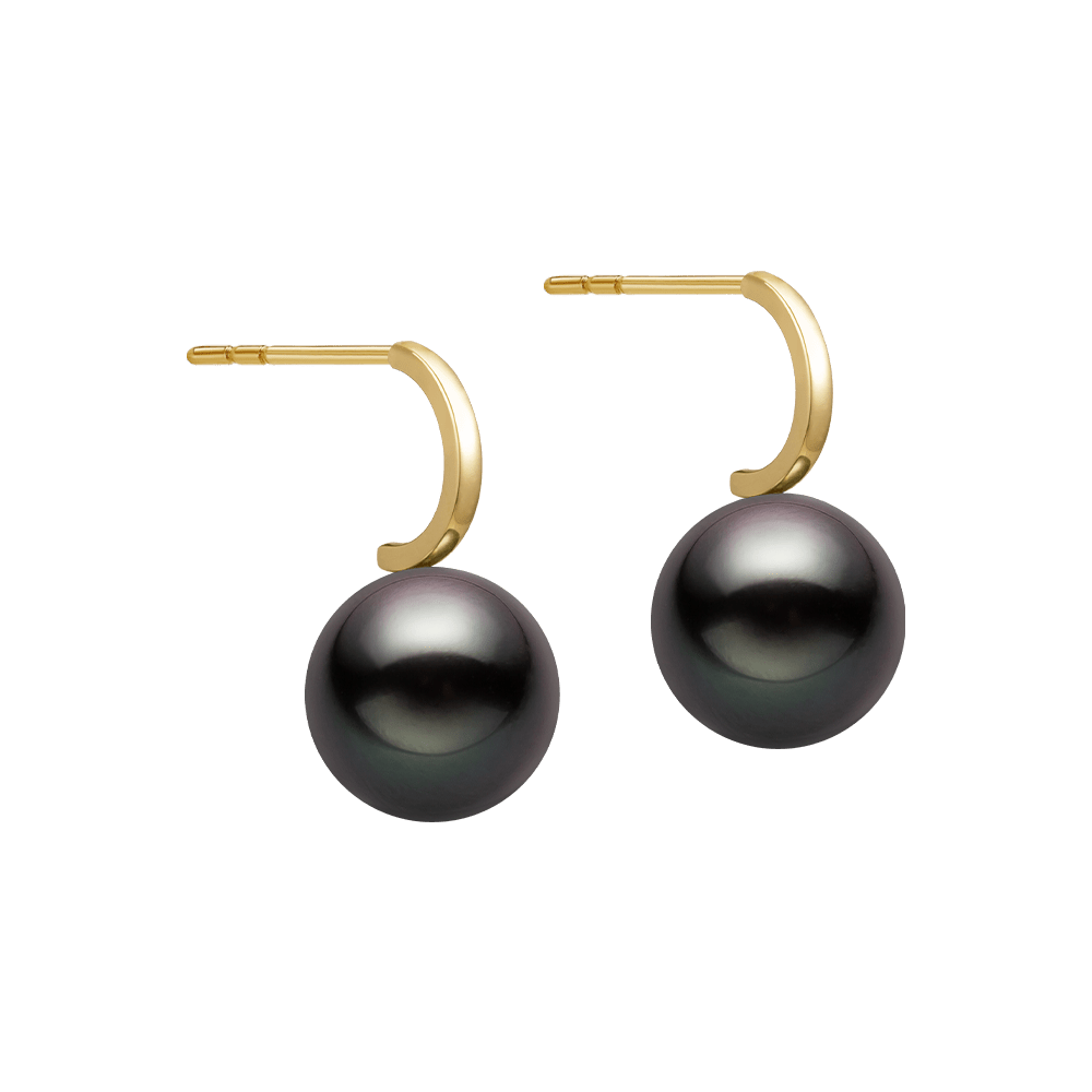 Tahitian Pearl Earrings 18K Gold Leverback Earrings - HELAS Jewelry