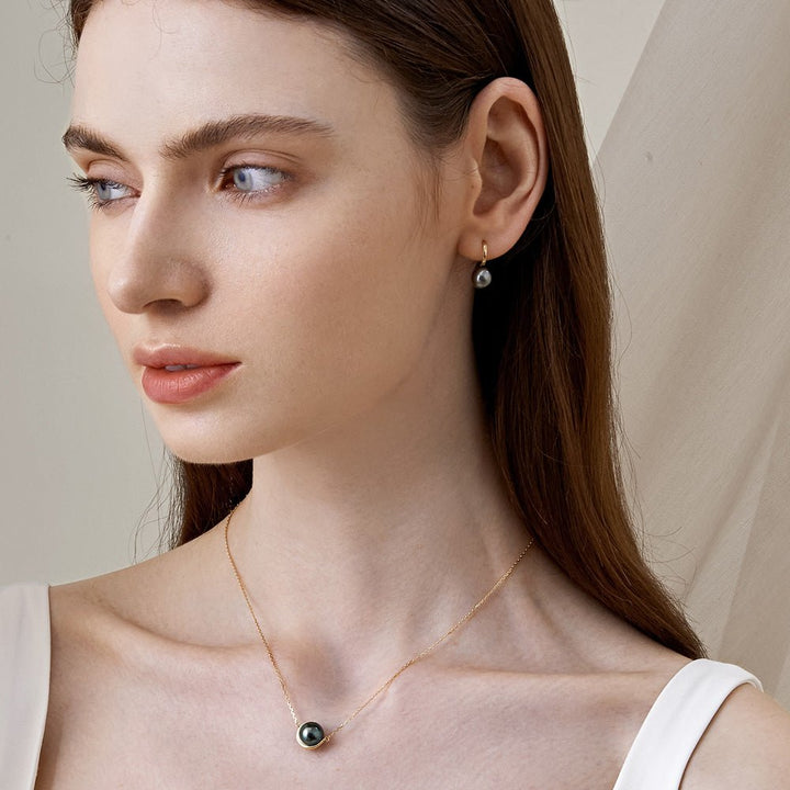 Tahitian Pearl Earrings 18K Gold Leverback Earrings - HELAS Jewelry