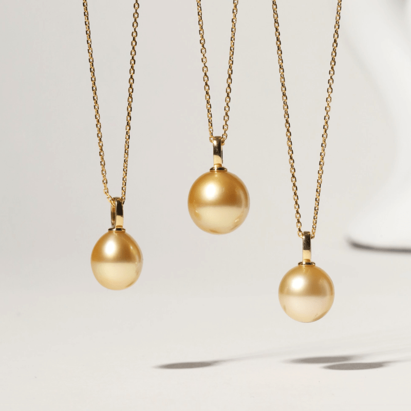 Teardrop - shaped Golden South Sea Pearl 18K Gold Simple Elegant Pendant Necklace - HELAS Jewelry