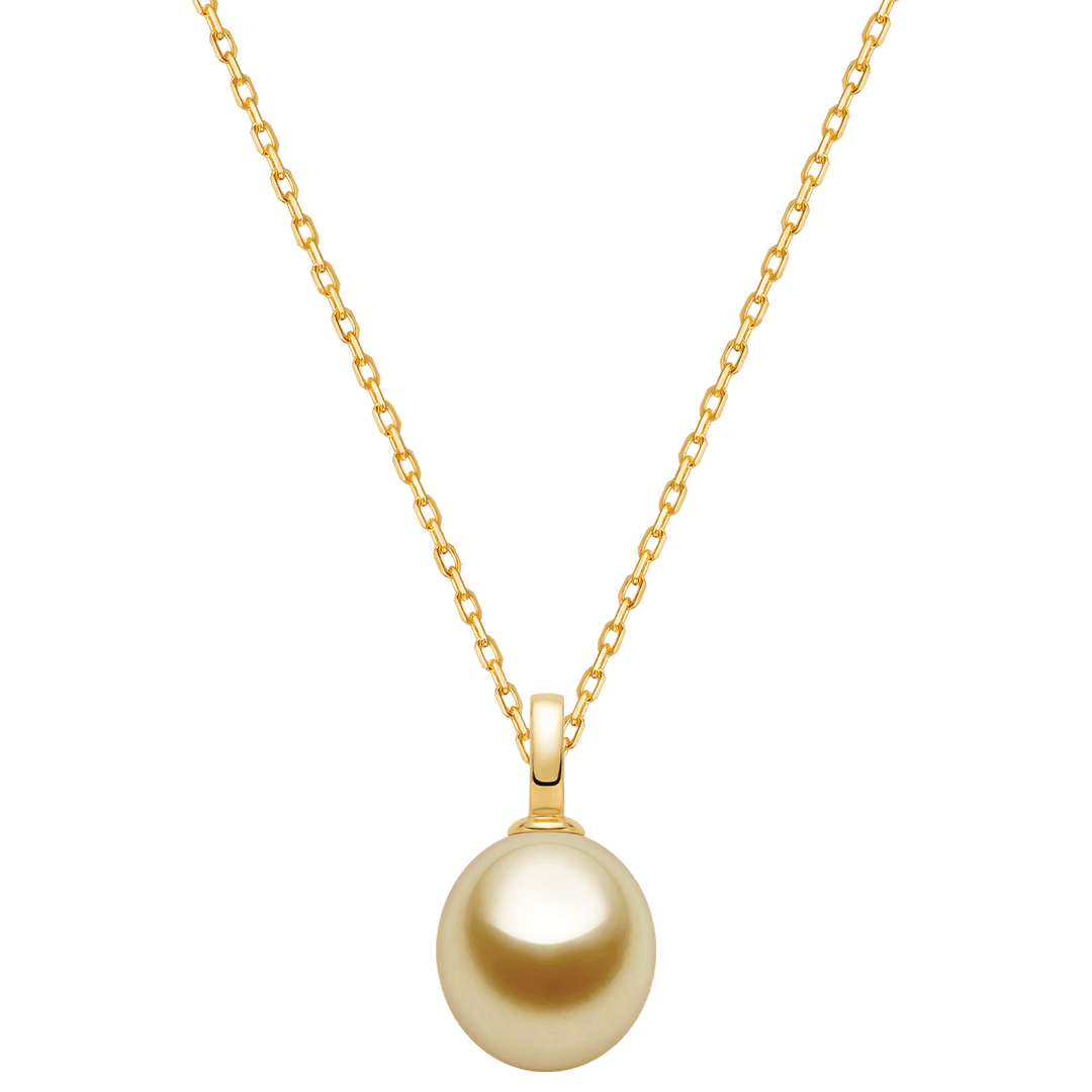Teardrop - shaped Golden South Sea Pearl 18K Gold Simple Elegant Pendant Necklace - HELAS Jewelry