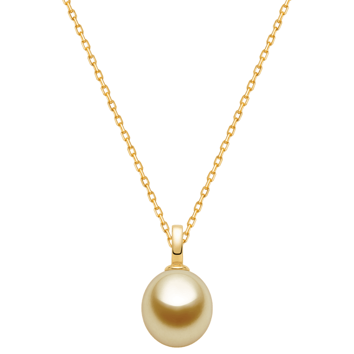 Teardrop - shaped Golden South Sea Pearl 18K Gold Simple Elegant Pendant Necklace - HELAS Jewelry