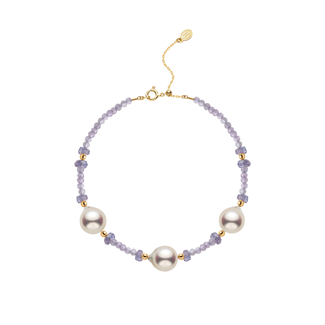 Freshwater Baroque Pearl Tanzanite Gold Vermeil Bracelet in 925 Sterling Silver