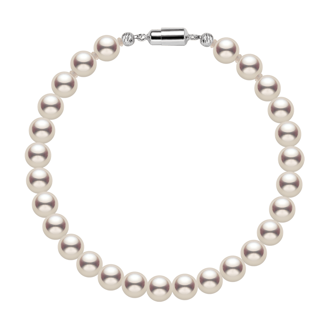 Freshwater Pearl 925 Silver Magnetic Clasp Snap Strand Bracelet - HELAS Jewelry