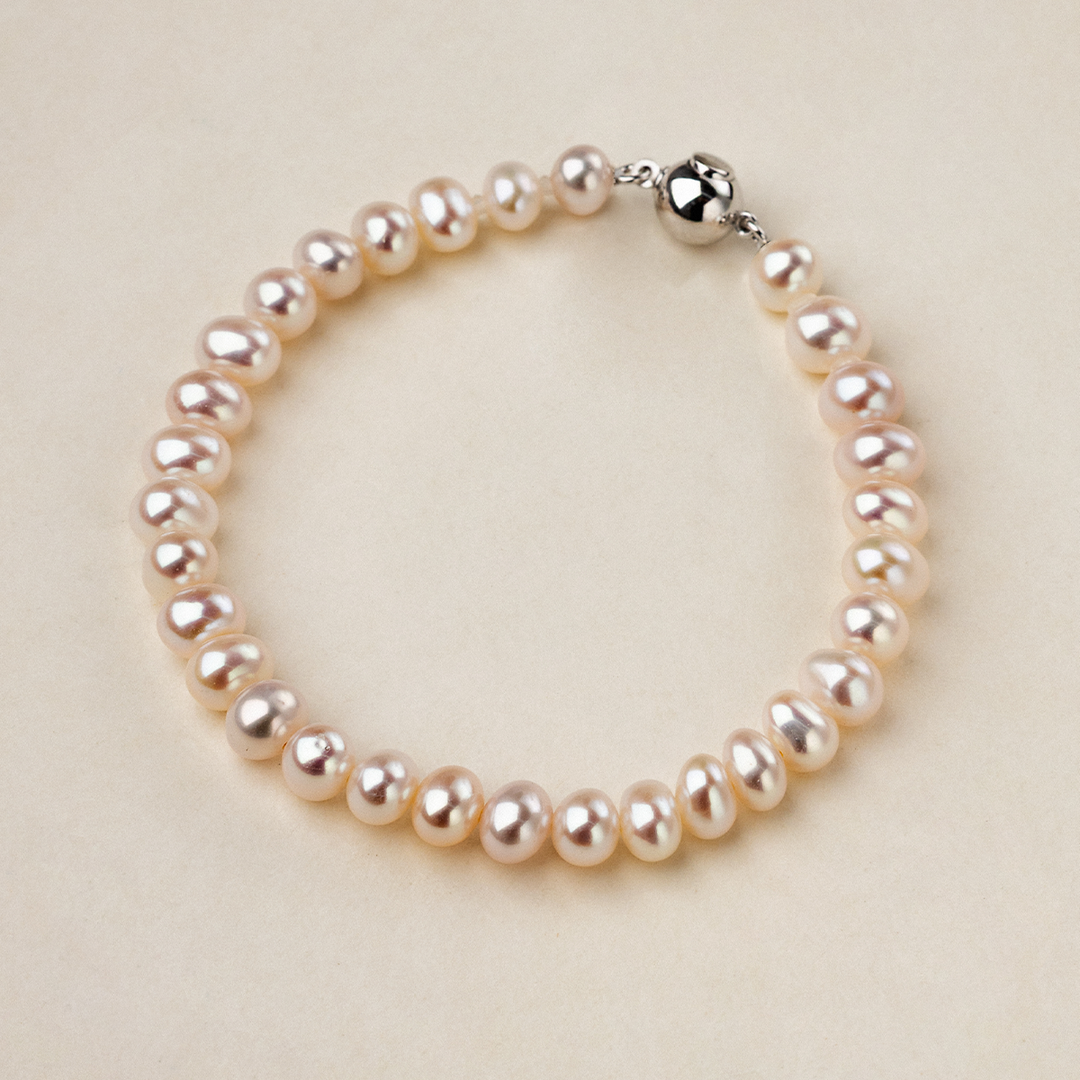 Freshwater Pearl 925 Sterling Silver Ball Clasp Versatile Bracelet