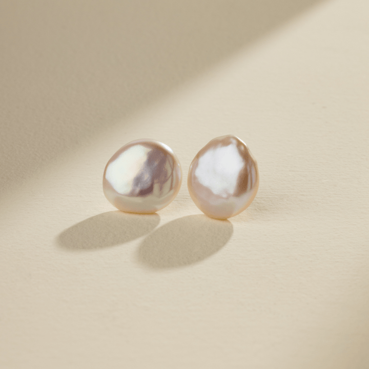 Freshwater Pearl 925 Sterling Silver Flower Base Studs Earrings - HELAS Jewelry