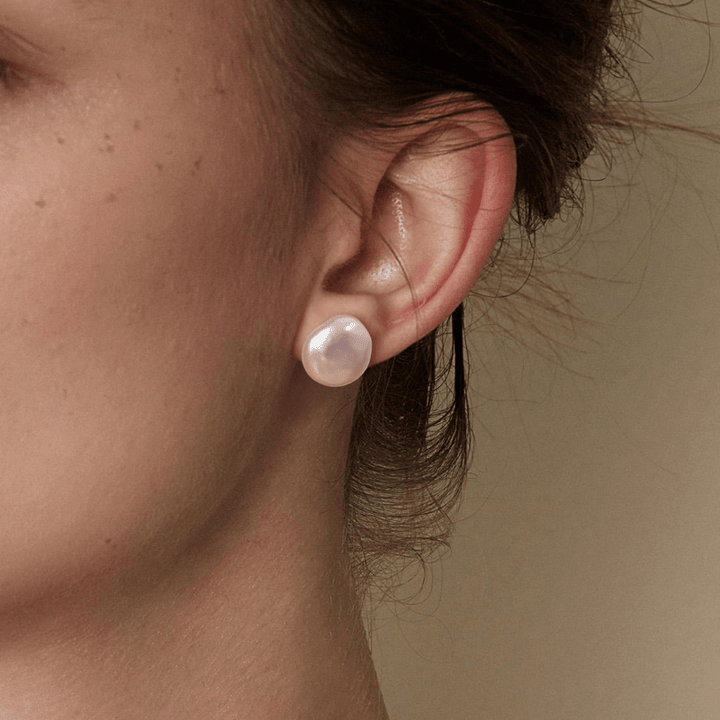 Freshwater Pearl 925 Sterling Silver Flower Base Studs Earrings - HELAS Jewelry