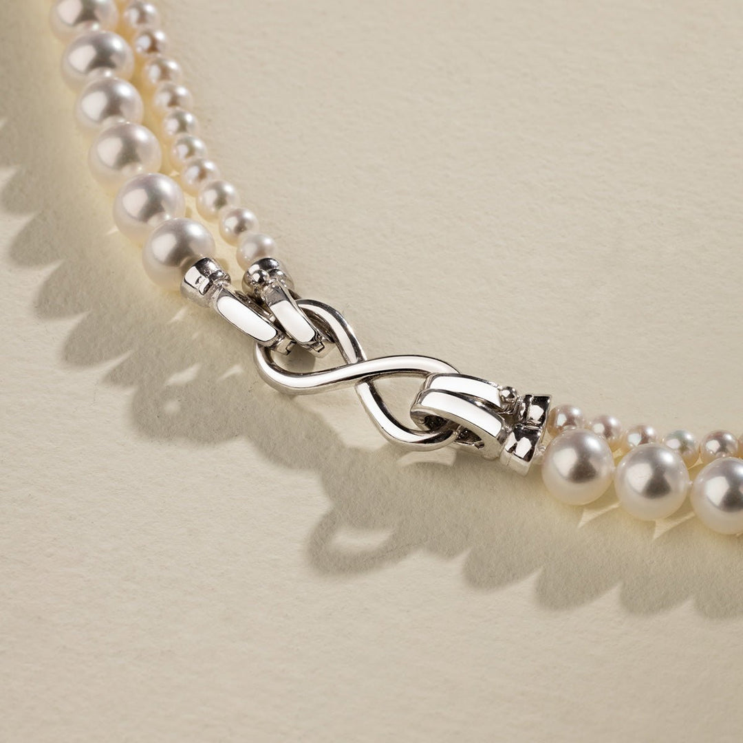 Freshwater Pearl 925 Sterling Silver Removable Double Strands Necklace - HELAS Jewelry