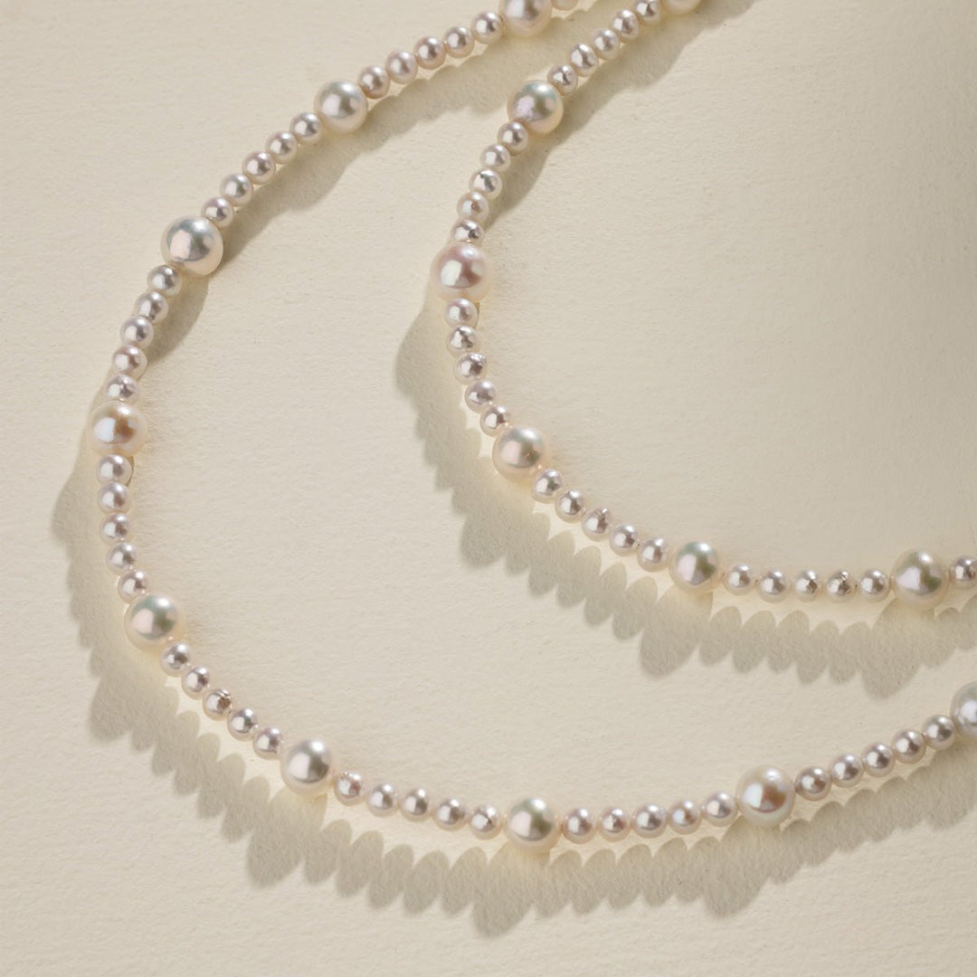 Freshwater Pearl 925 Sterling Silver Graduated Strand Necklace - HELAS Jewelry