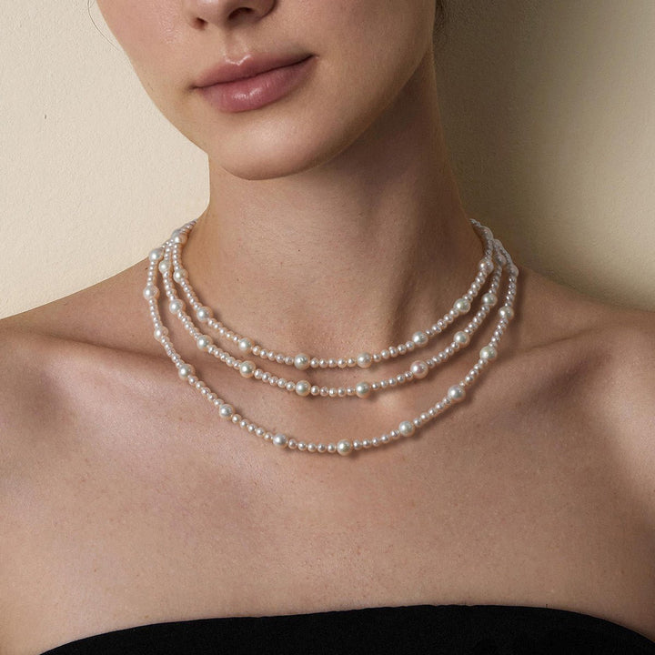 Freshwater Pearl 925 Sterling Silver Graduated Strand Necklace - HELAS Jewelry