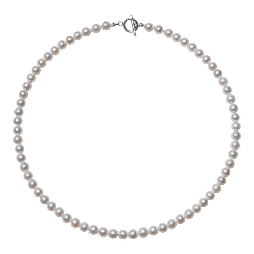 Freshwater Pearl 925 Silver Toggle Clasp Strand Necklace - HELAS Jewelry