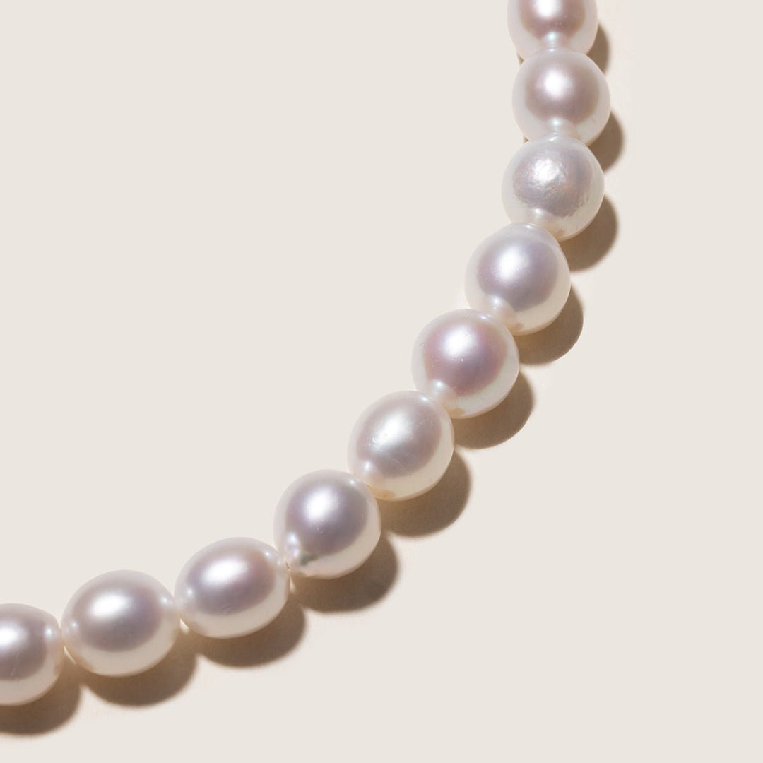 Freshwater Pearl 925 Silver Toggle Clasp Organic Ellipse Bracelet - HELAS Jewelry
