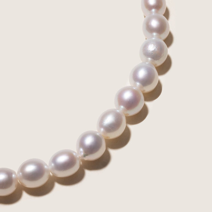 Freshwater Pearl 925 Silver Toggle Clasp Organic Ellipse Bracelet - HELAS Jewelry
