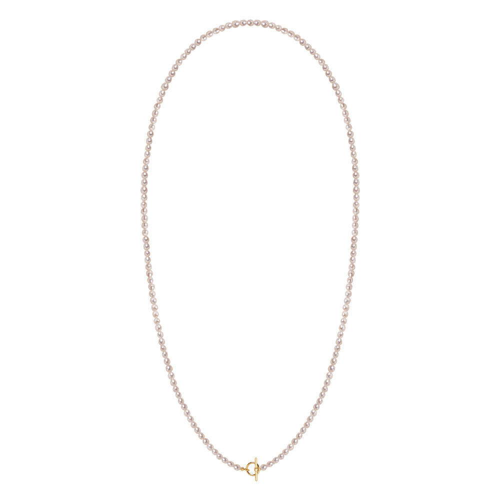 Freshwater Pearl 925 Silver Toggle Clasp Organic Ellipse Long Strand Necklace - HELAS Jewelry