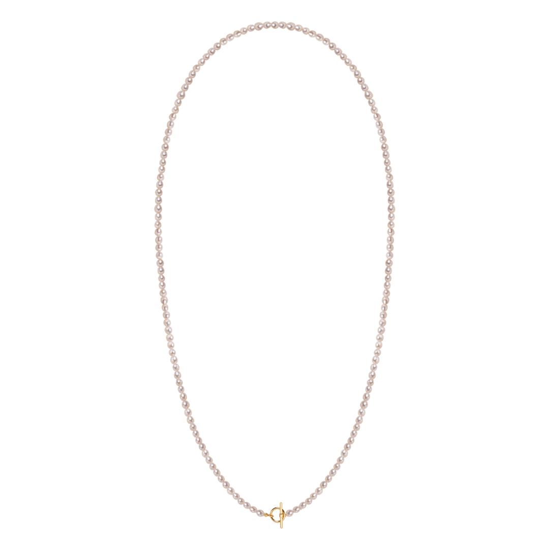 Freshwater Pearl 925 Silver Toggle Clasp Organic Ellipse Long Strand Necklace - HELAS Jewelry