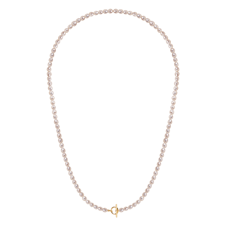 Freshwater Pearl 925 Silver Toggle Clasp Organic Ellipse Long Strand Necklace - HELAS Jewelry