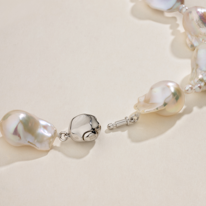 Freshwater Baroque Pearl 925 Sterling Silver Embellished Mini Pearl Necklace
