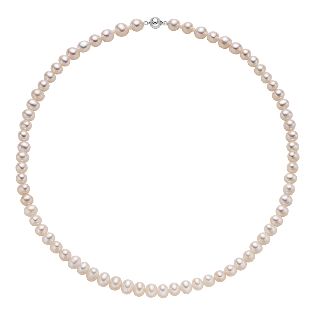 Freshwater Pearl 925 Sterling Silver Ball Clasp Versatile Necklace