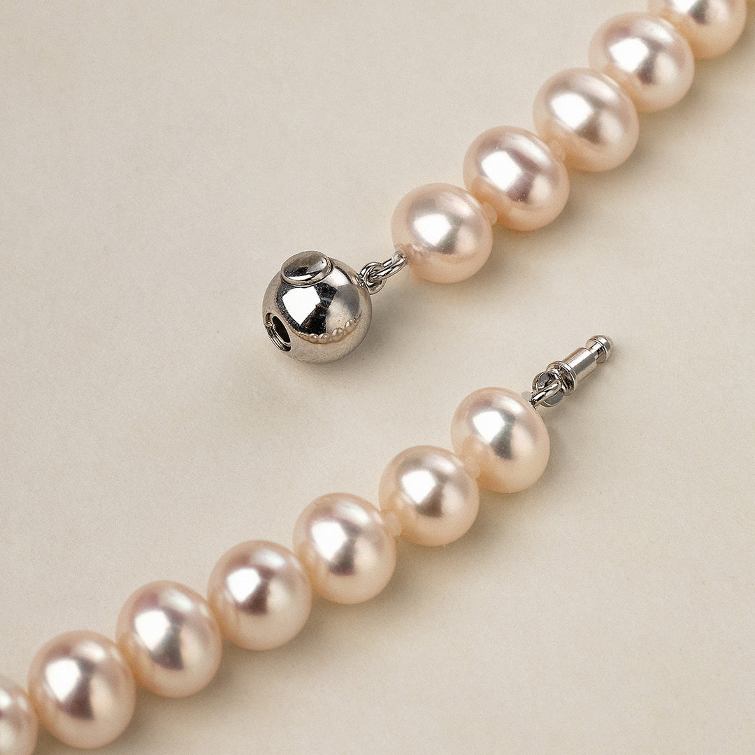 Freshwater Pearl 925 Sterling Silver Ball Clasp Versatile Necklace