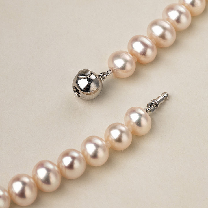 Freshwater Pearl 925 Sterling Silver Ball Clasp Versatile Necklace