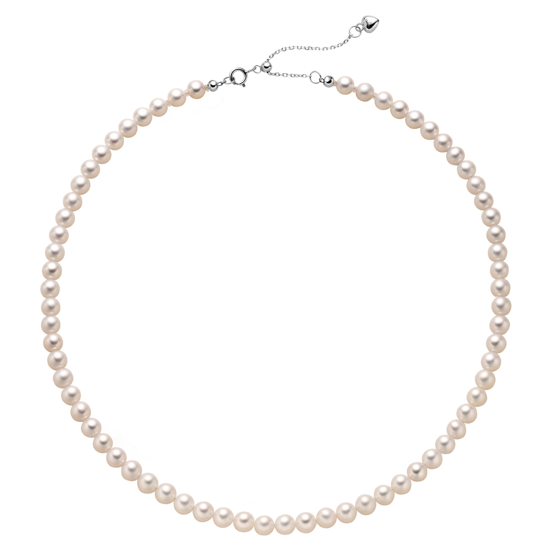 Freshwater Pearl 925 Sterling Silver Heart Clasp Necklace