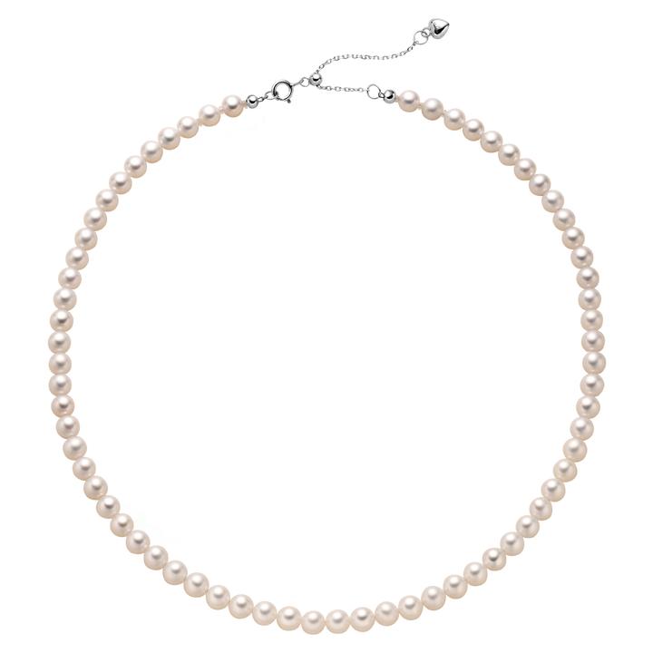 Freshwater Pearl 925 Sterling Silver Heart Clasp Necklace