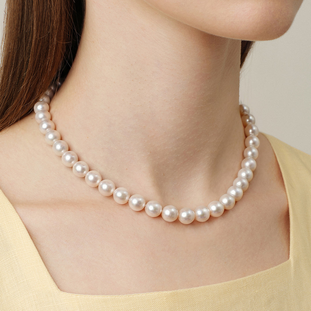 Oval Freshwater Pearl 925 Sterling Silver Cubic Zirconia Double Clasp Necklace