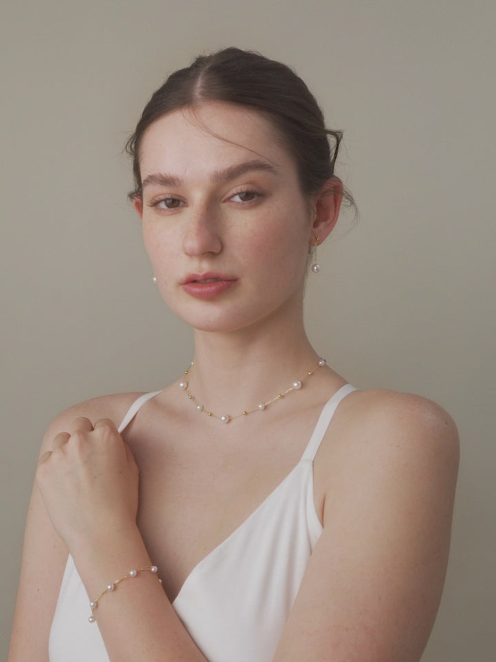 Akoya Pearl 18K Gold Baby's Breath Double Strand Bracelet