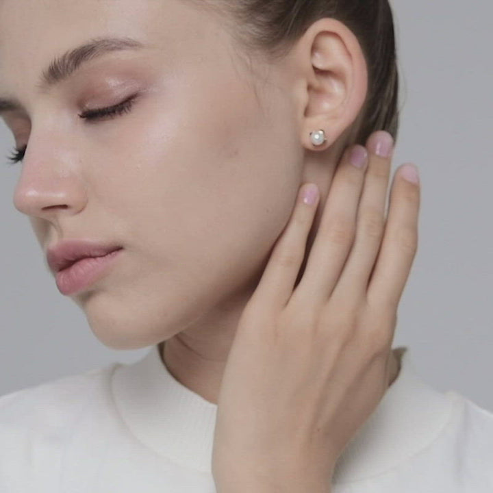 Akoya Saltwater Pearl 18K Gold Square Earrings