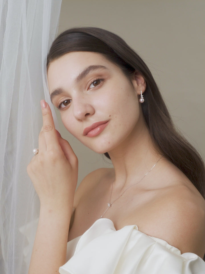 Akoya Pearl 18K White Gold Half Surround Pearl Ring
