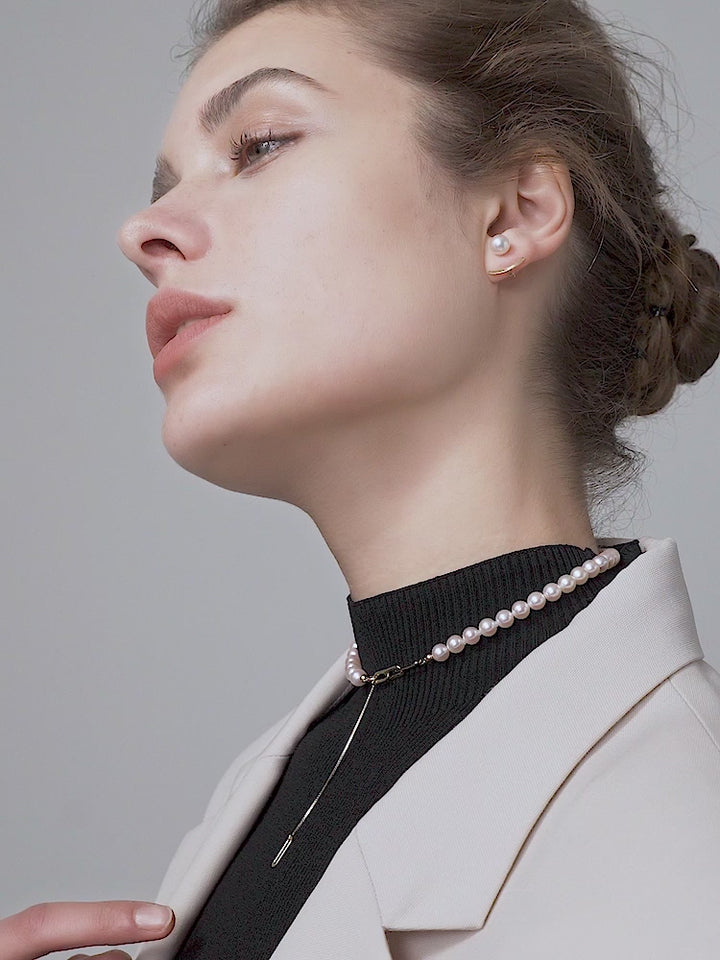 Akoya Pearl 18K Gold Unique Chain Design Extraordinary Necklace