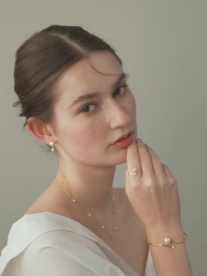 Akoya Pearl 18K Gold Diamond Star Necklace